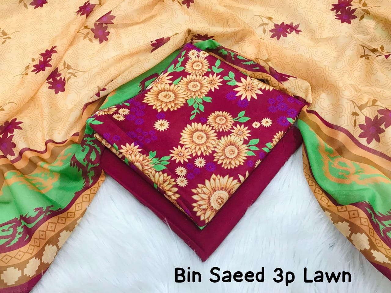 Bin Saeed Mix Brand Lawn 3-Piece – Premium Printed Collection
