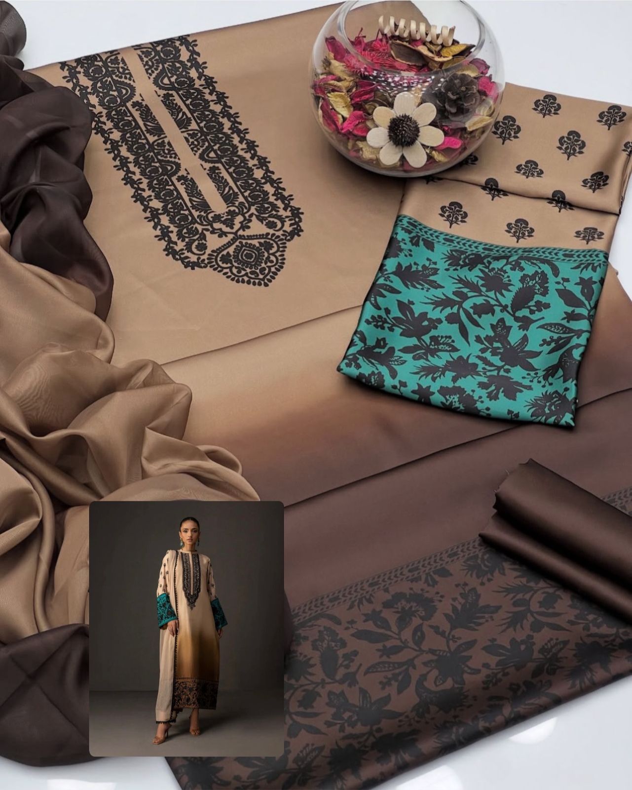 Premium Lulusar Shamose Silk 3-Piece Digital Printed Suit 2025