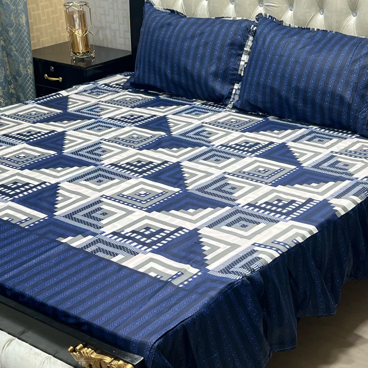 Premium GulAhmed Cotton Salonica Frill Bedsheet Set β 3 Piece | King Size Double Bed | Waffaa Store