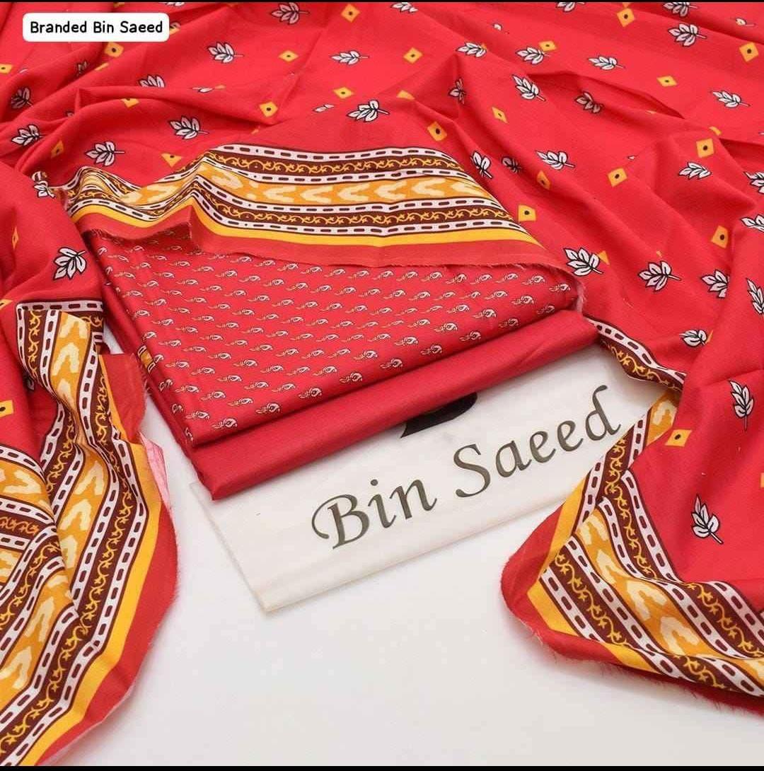 Bin Saeed Printed Lawn 3-Piece Collection 2025 β Premium Voil Dupatta & Dyed Trouser