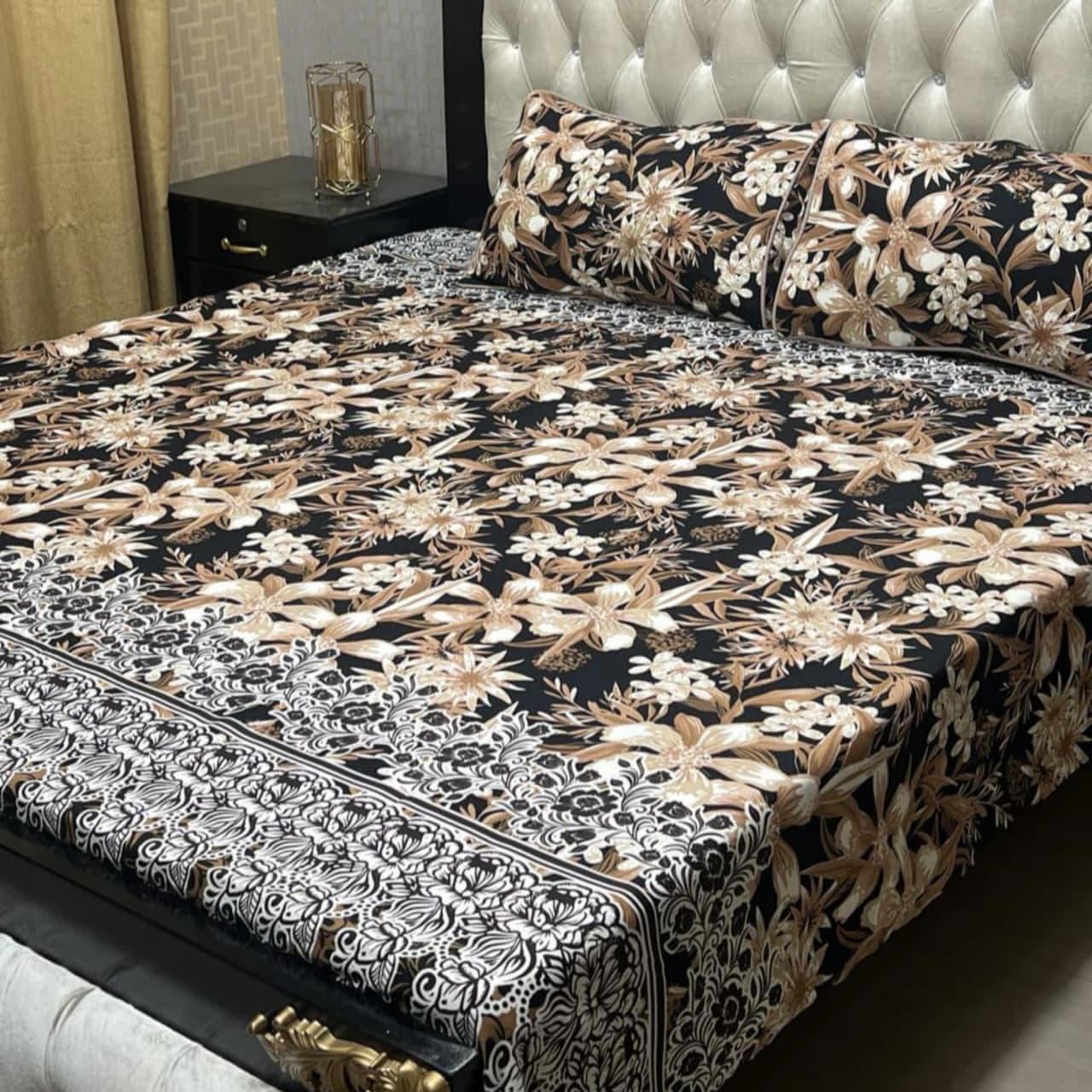 Premium 100% Crystal Cotton Full Printed Bedsheet Set β 3 Piece - King Size | Waffaa Store
