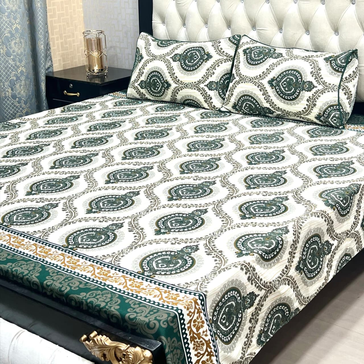 Premium 100% Crystal Cotton Full Printed Bedsheet Set β 3 Piece - King Size | Waffaa Store