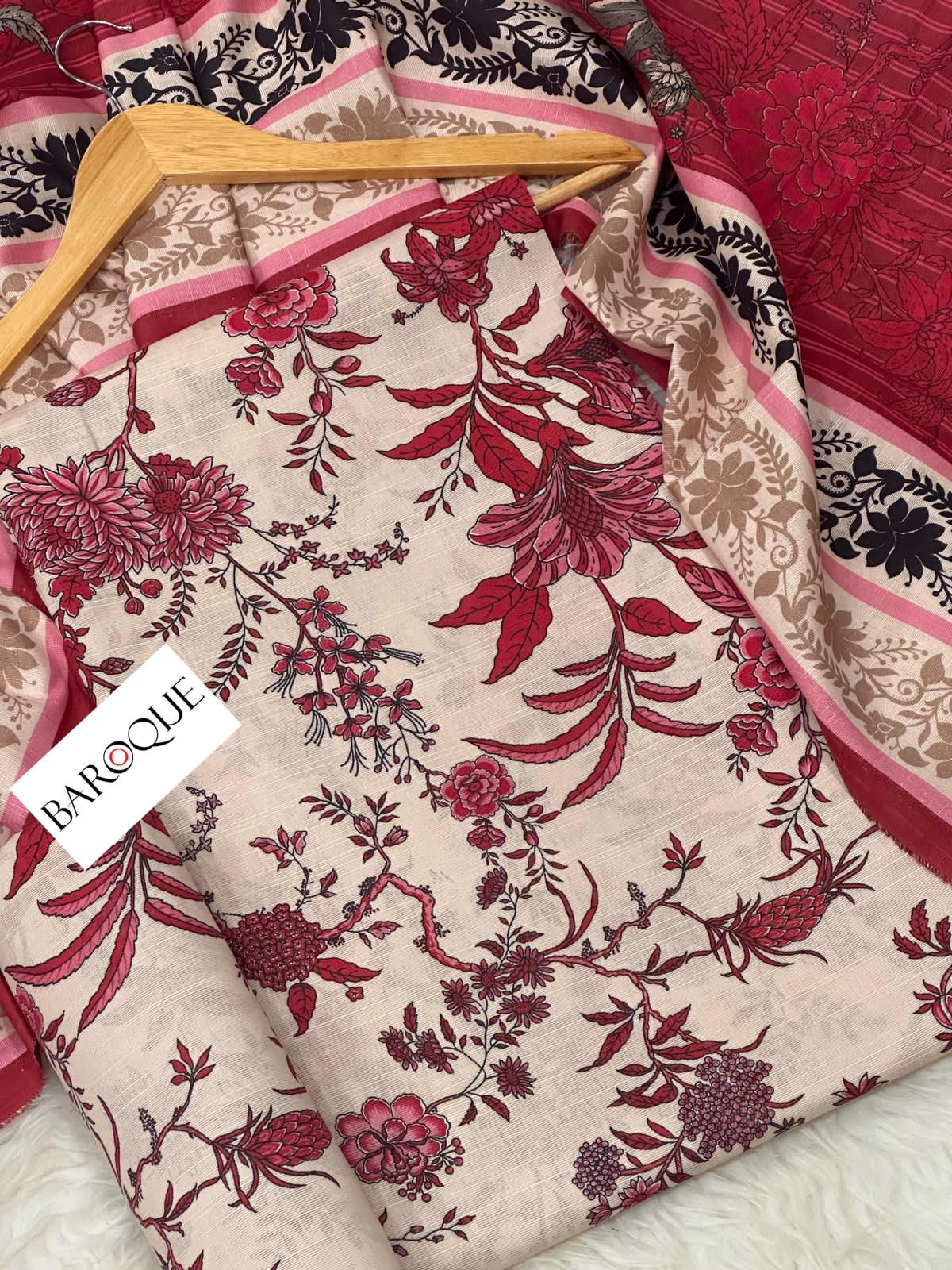 Baroque Khaddar 3-Piece Suit – Digital Printed Winter Collection 2025 | Waffaa