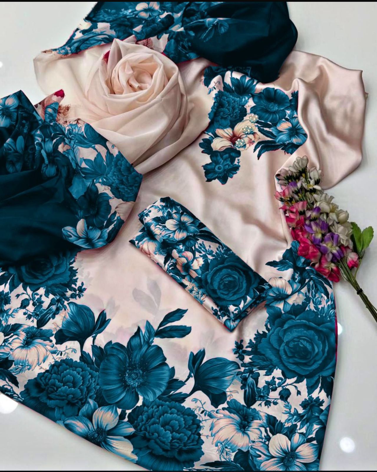 Premium Lulusar Shamose Silk 3-Piece Digital Printed Suit | Waffaa Store