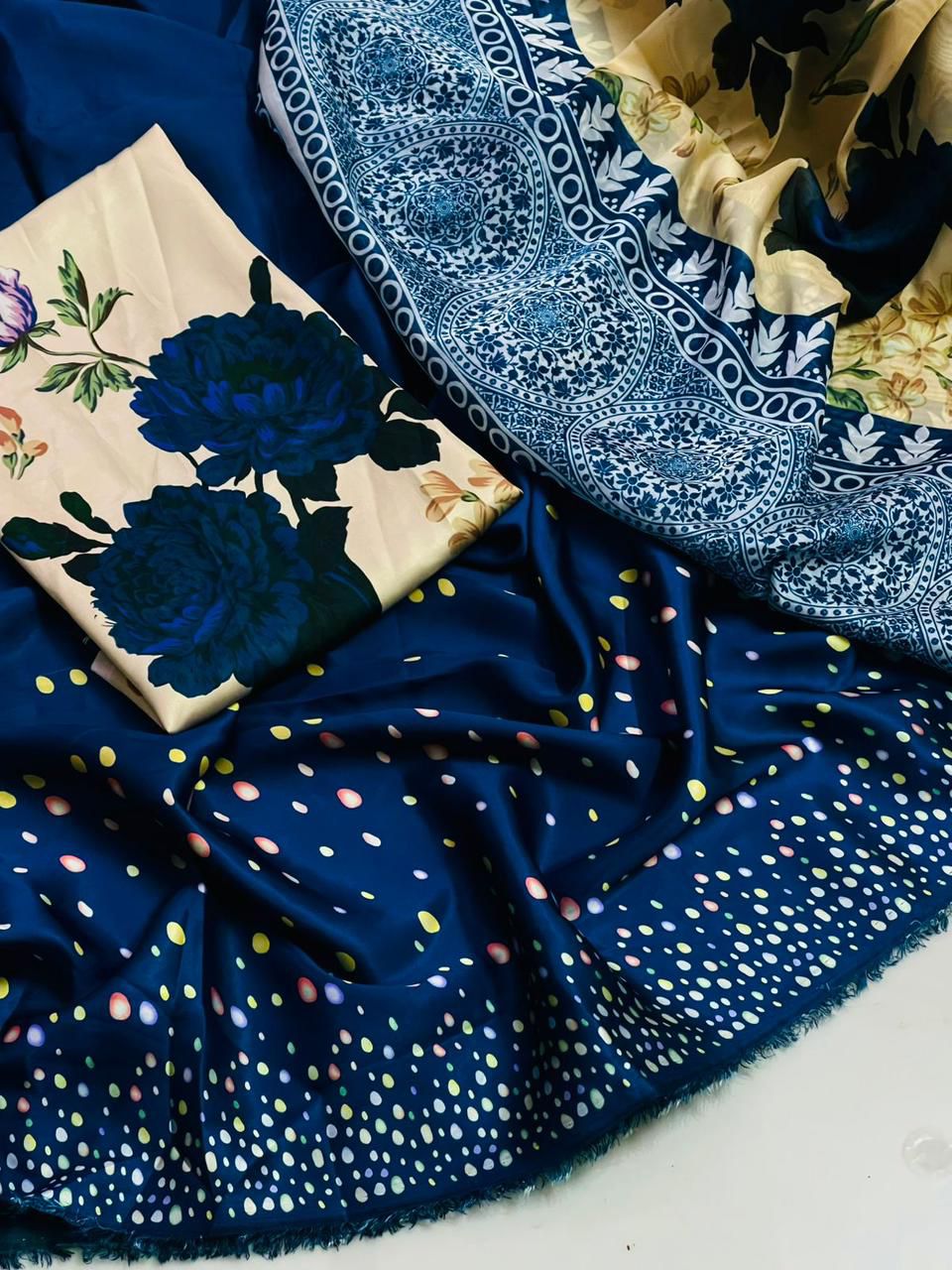 Premium Lulusar Shamose Silk 3-Piece Digital Printed Suit | Waffaa Store