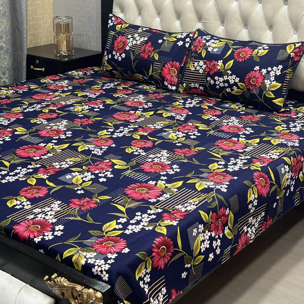 Premium 100% Crystal Cotton Full Printed Bedsheet Set β 3 Piece - King Size | Waffaa Store