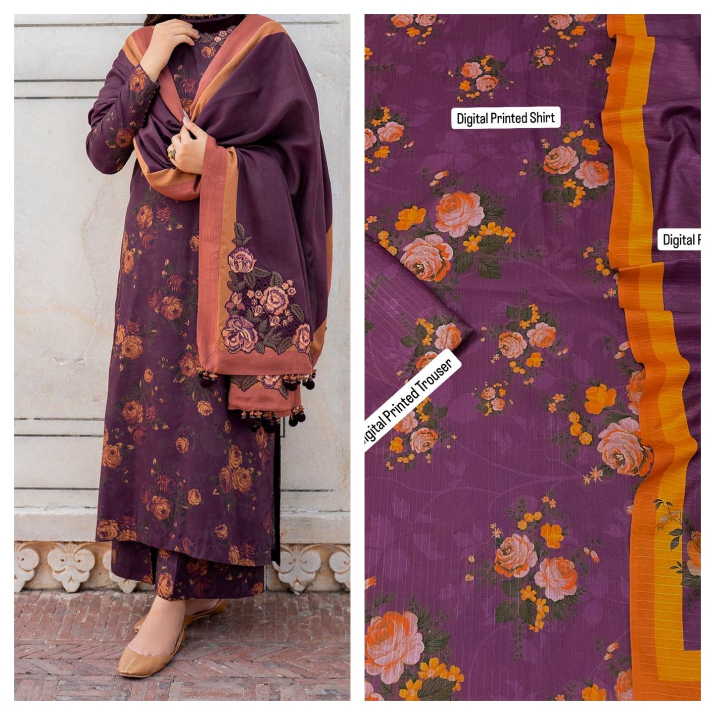 Karandi Arrival 2025 | 3PC Digital Printed Suit | Winter Collection | Waffaa Store