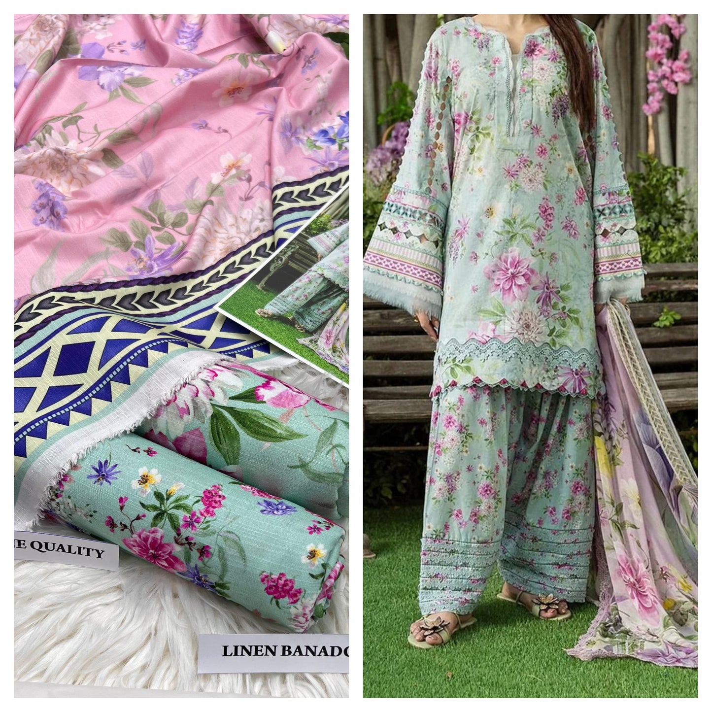 Airjet Bana Doria Slub Linen Digital Print 3-Piece Suit – Volume | Waffaa Store