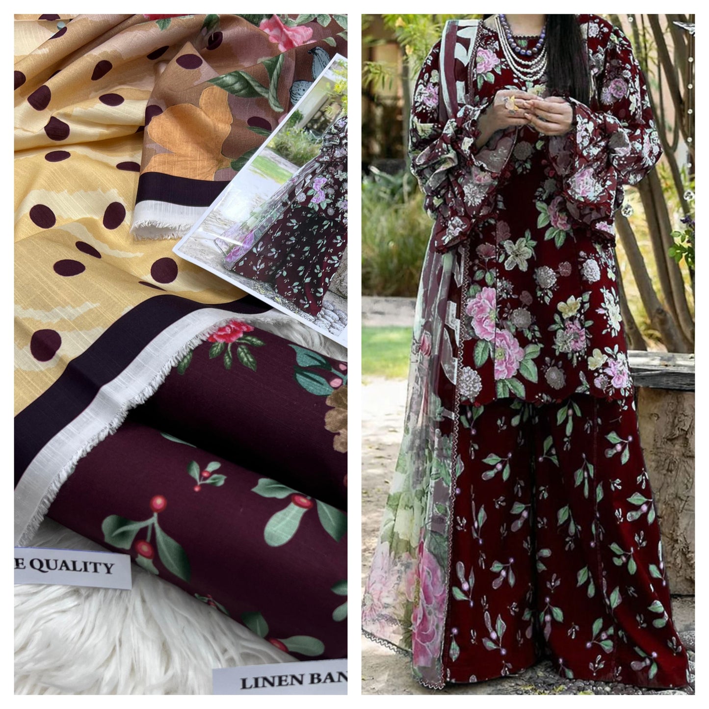 Airjet Bana Doria Slub Linen Digital Print 3-Piece Suit – Volume | Waffaa Store