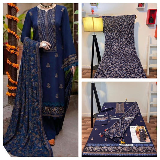 Winter Collection 2025 | Premium Fancy Dhanak Embroidered Suit – 3 Piece | Luxury Shawl Set