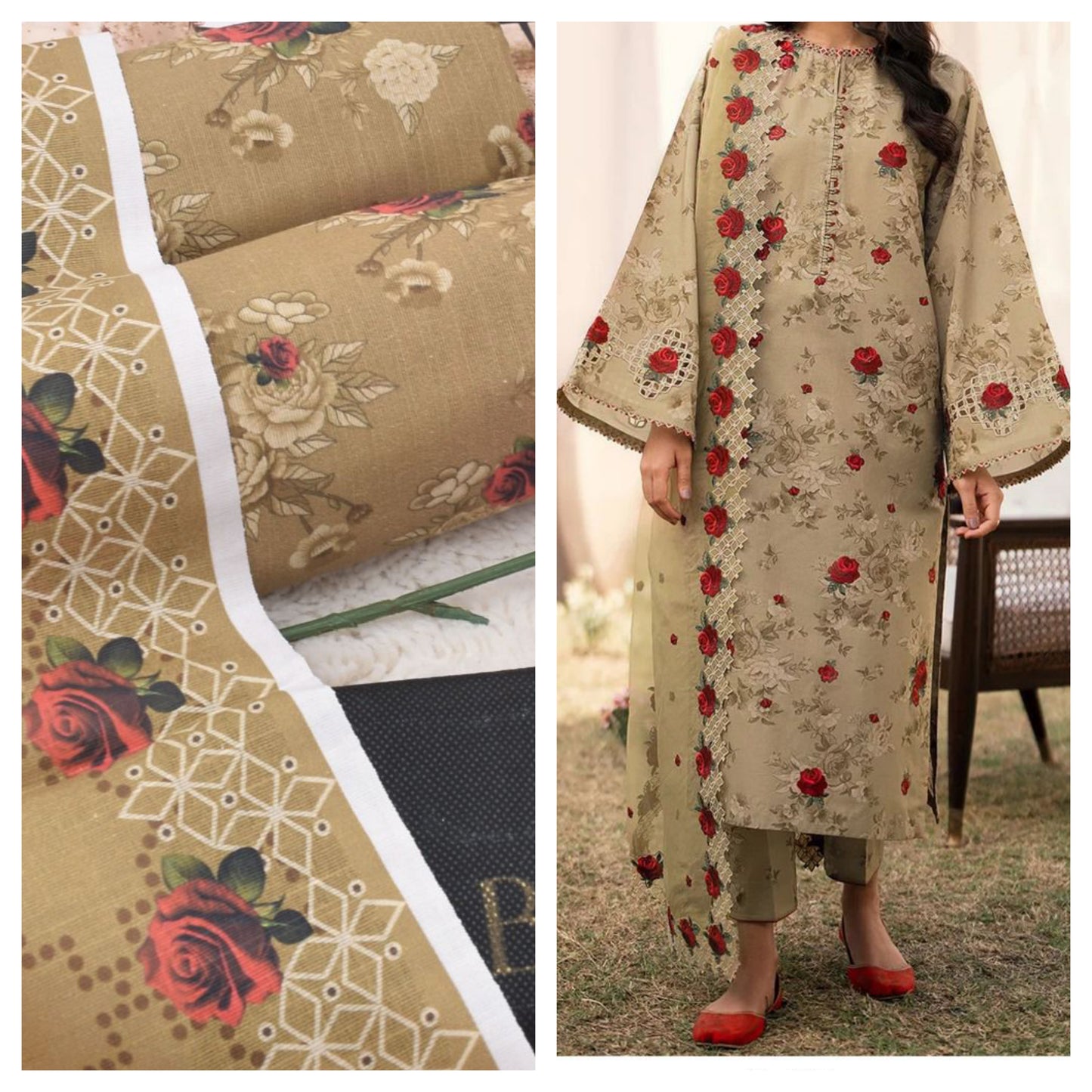 Baroque 3-Piece Printed Khaddar Collection | Digital Printed Shirt, Dupatta & Trouser | Premium Winter Fabric