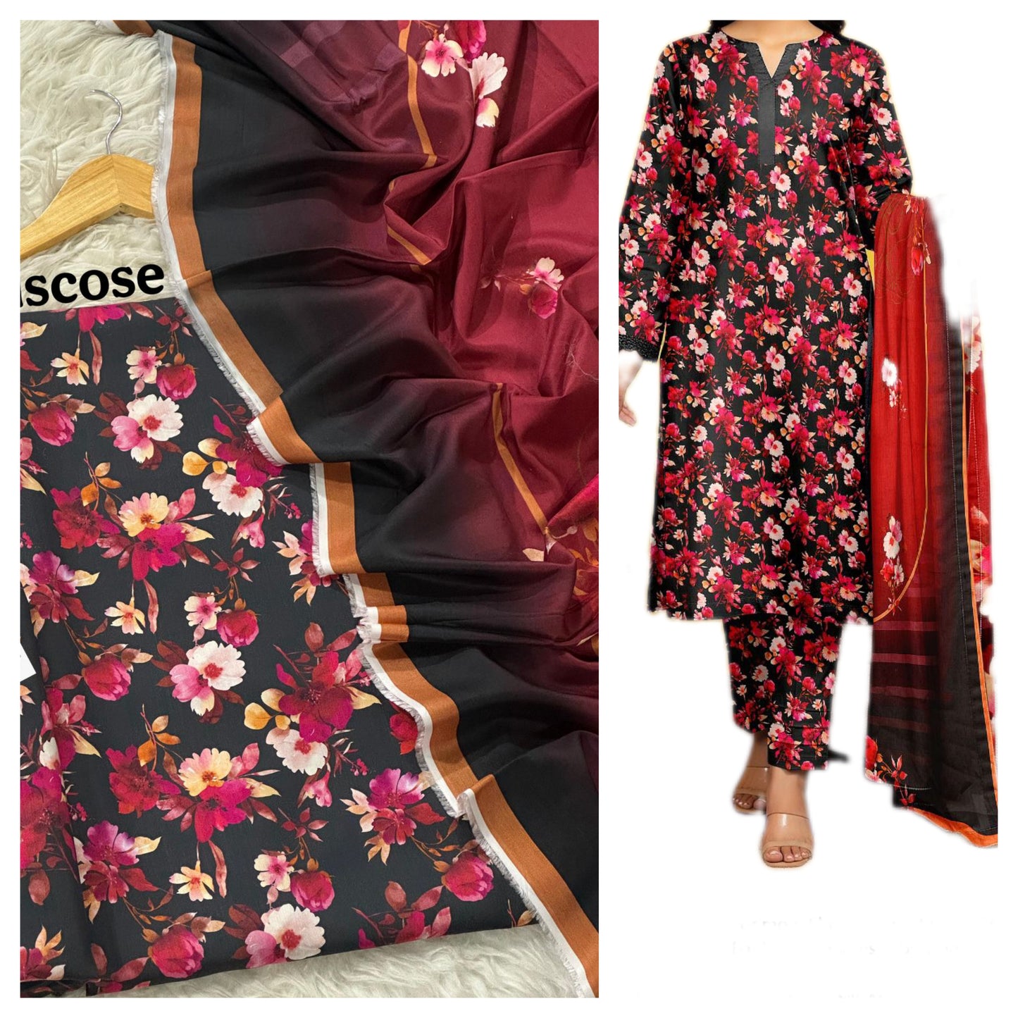 Premium Digital Viscose 3-Piece Suit | Digital Printed Shirt, Trouser & Dupatta