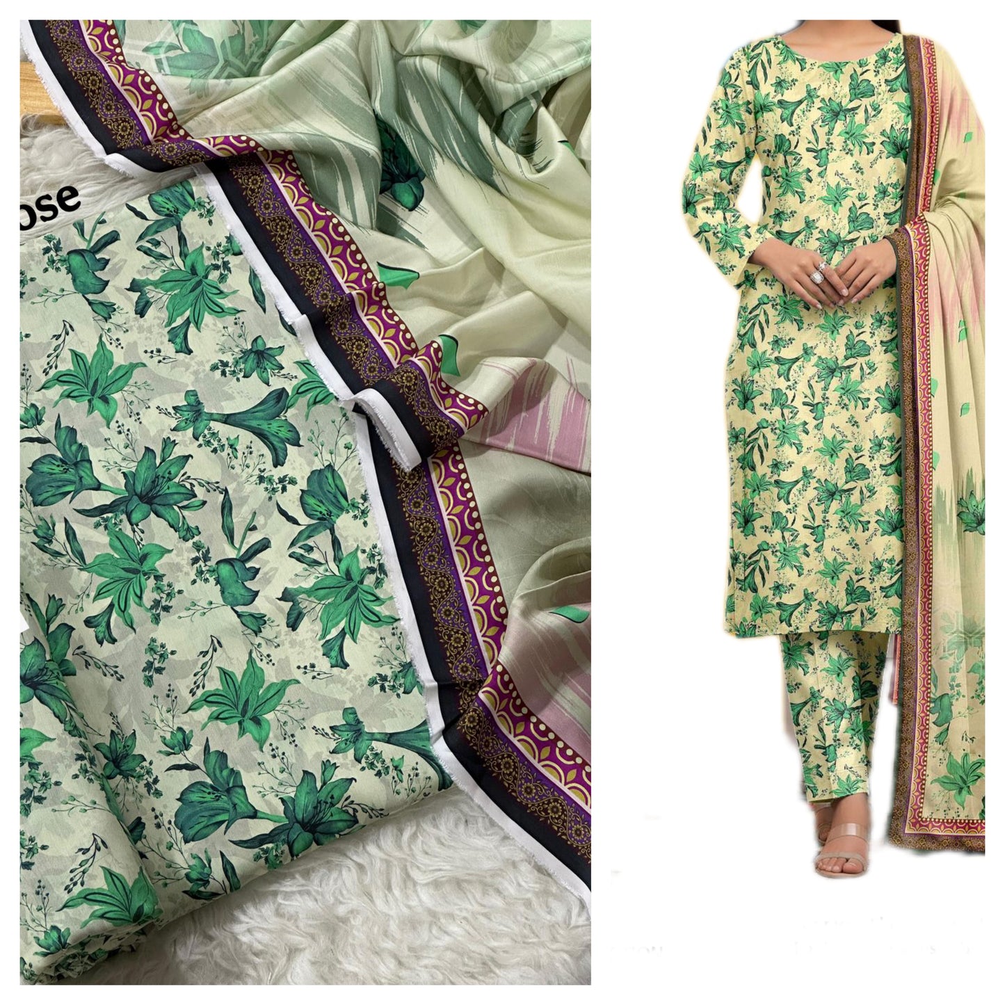 Premium Digital Viscose 3-Piece Suit | Digital Printed Shirt, Trouser & Dupatta