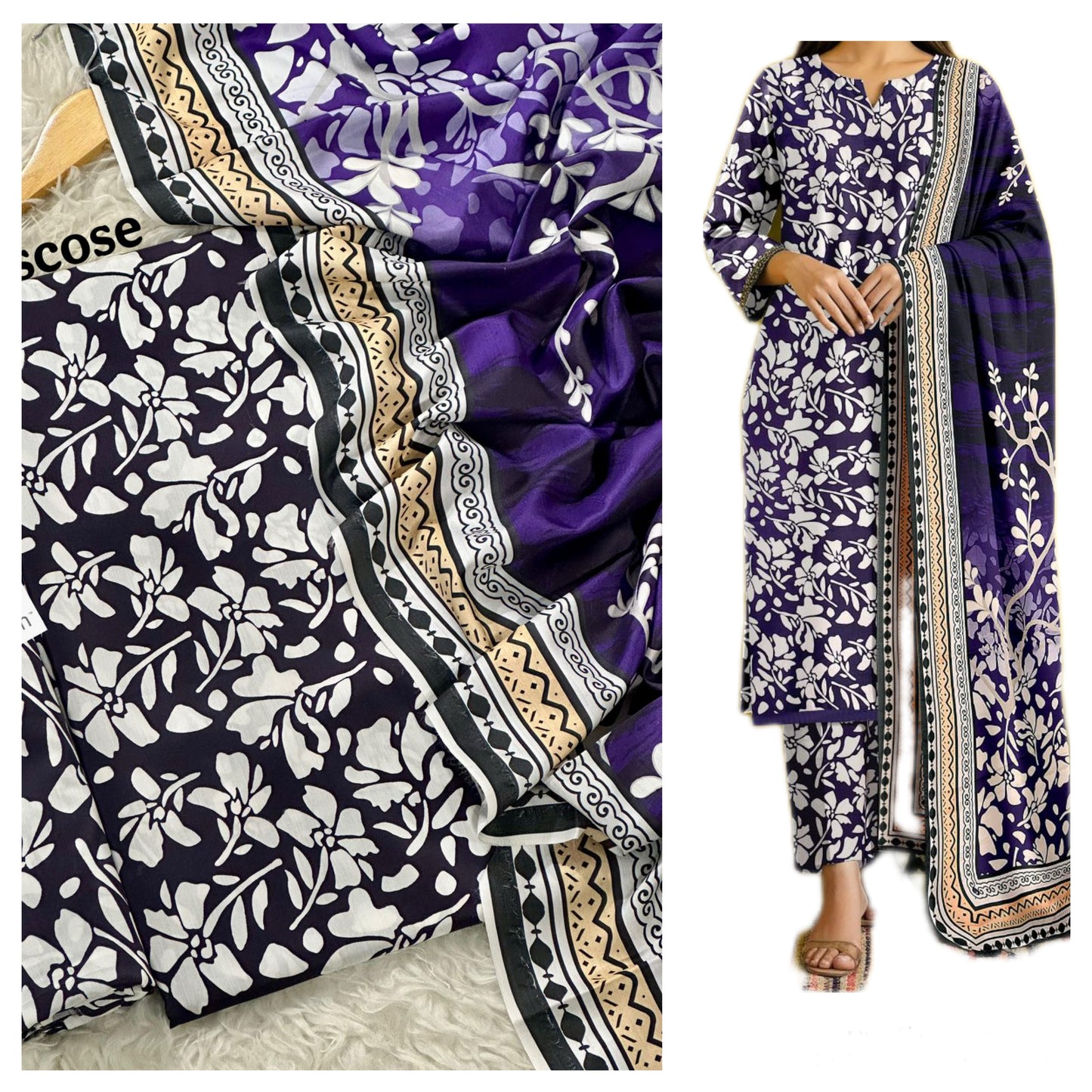 Premium Digital Viscose 3-Piece Suit | Digital Printed Shirt, Trouser & Dupatta