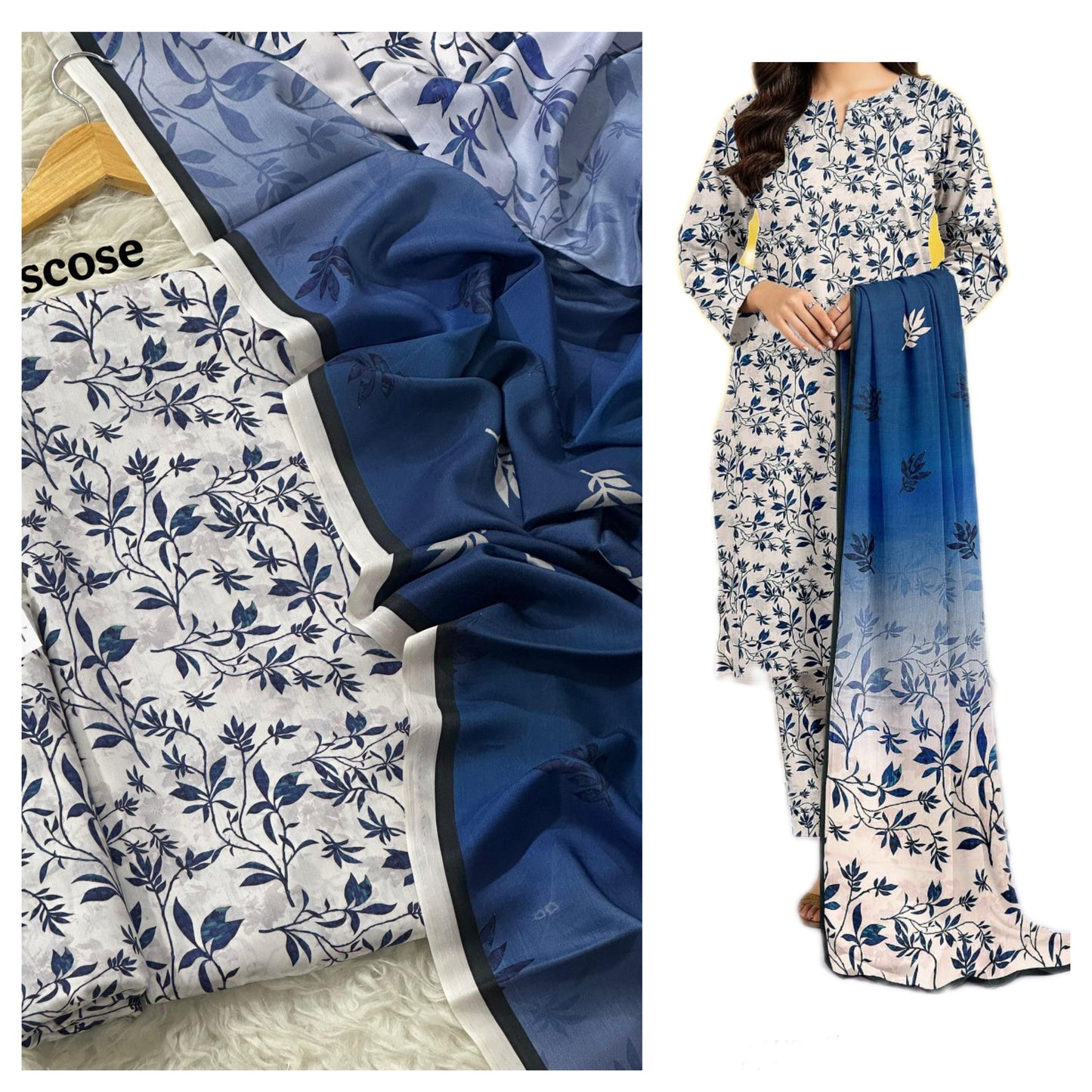 Premium Digital Viscose 3-Piece Suit | Digital Printed Shirt, Trouser & Dupatta