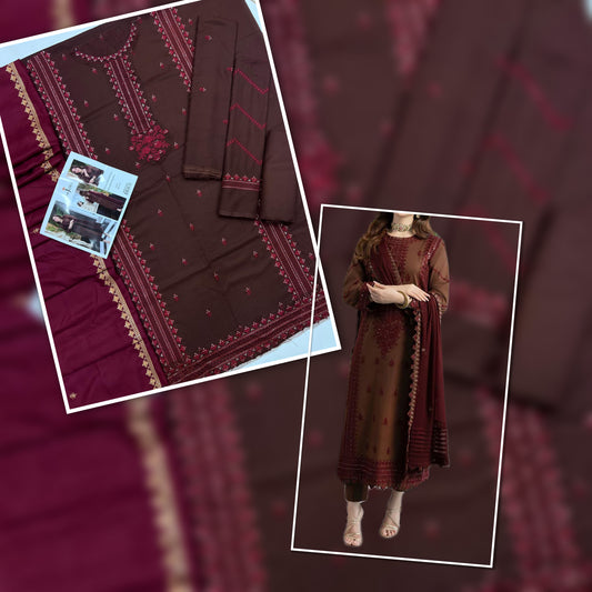 Premium Dhanak Winter Collection 2025 | Heavy Embroidered Dhanak Suit with Digital Wool Shawl