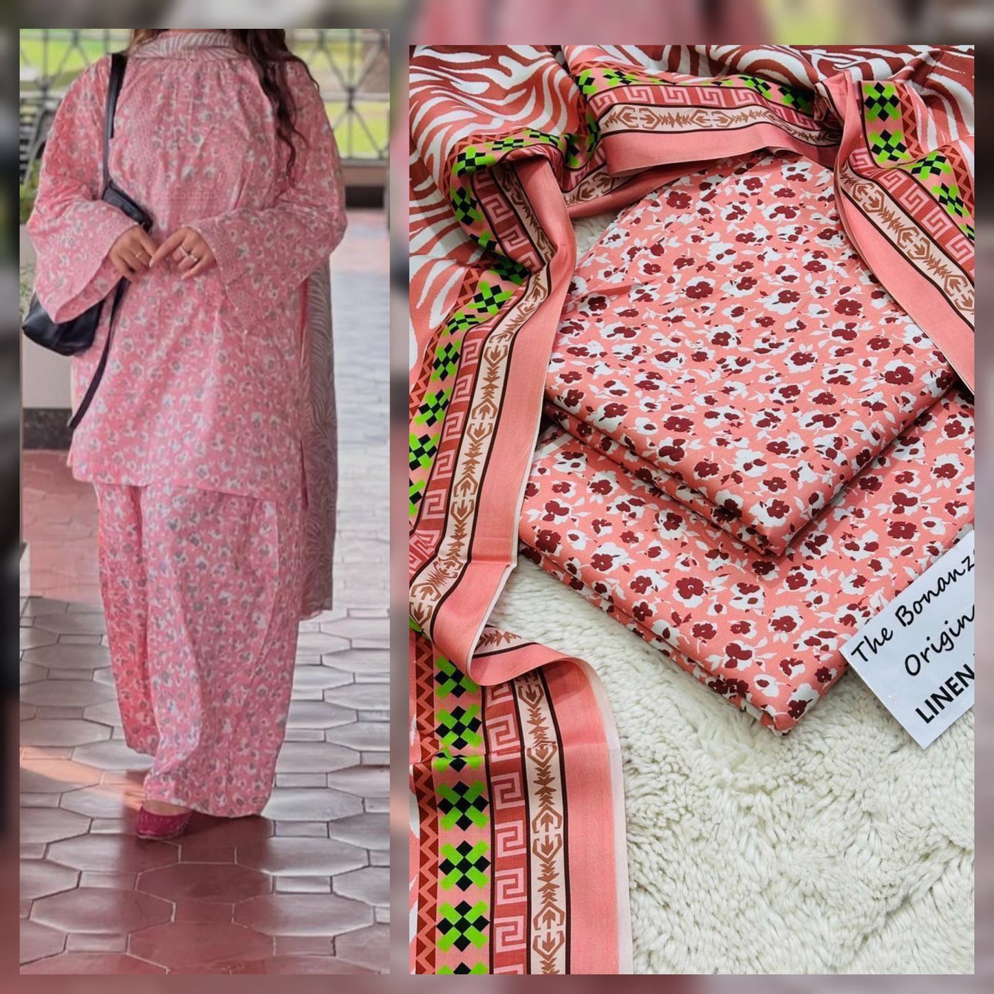 Printed Linen 3 Piece Suit | Allover Shirt, Dupatta & Trouser | Premium Winter Collection 2025