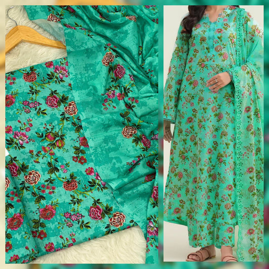 Digital Printed Khaddar 3 Piece Suit with Shawl | Fine Quality Winter Collection 2025