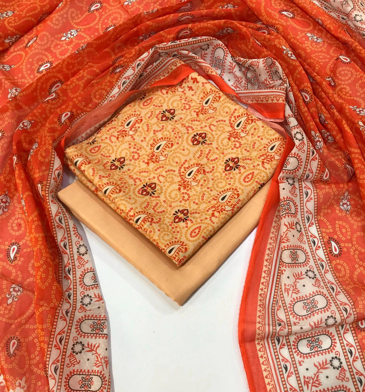 Summer Lawn Suit – Printed Shirt with Extra Sleeves & Voile Dupatta