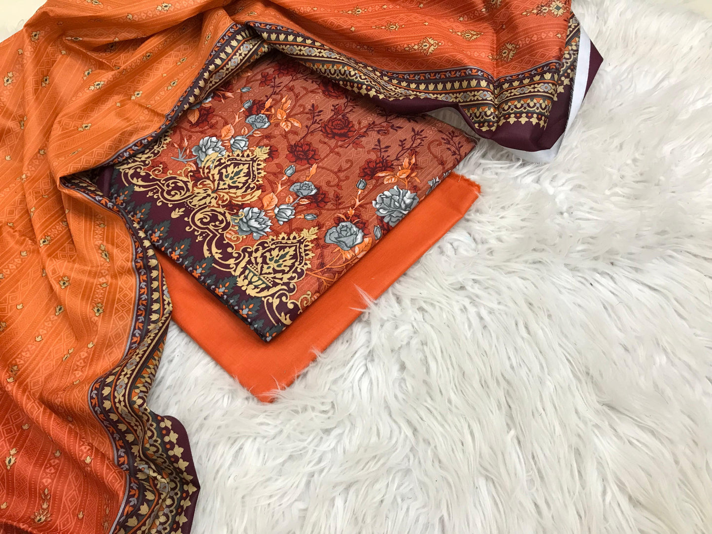 Summer Lawn Suit – Printed Shirt with Extra Sleeves & Voile Dupatta