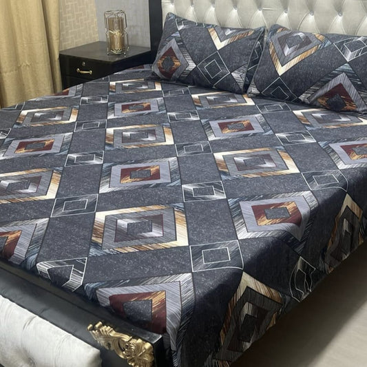 Premium 100% Crystal Cotton Full Printed Bedsheet Set – 3 Piece - King Size | Waffaa Store