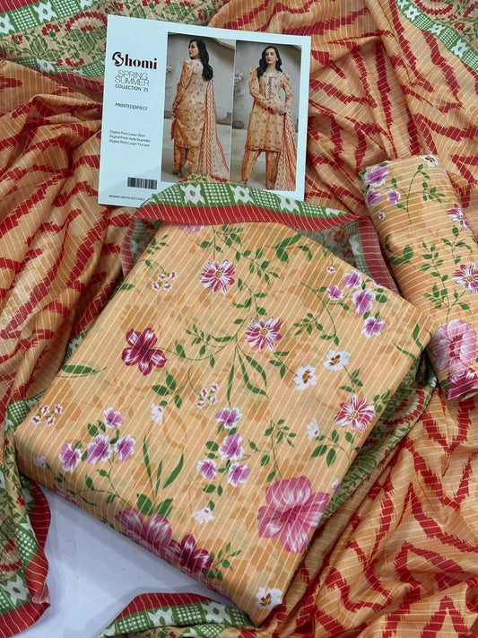 Digital Printed 3-Piece Summer Collection | Premium Lawn with Voil Dupatta