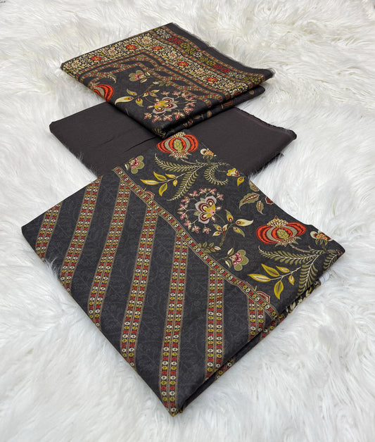 Bin Saeed Khaddar 3PC Suit – Digital Printed Shirt, Dupatta & Dyed Trouser | 100% Original Fabric