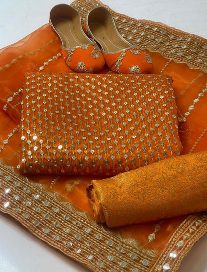 Wedding & Party Wear 4-Piece Organza Dress – Jamawar Banarsi Trousers