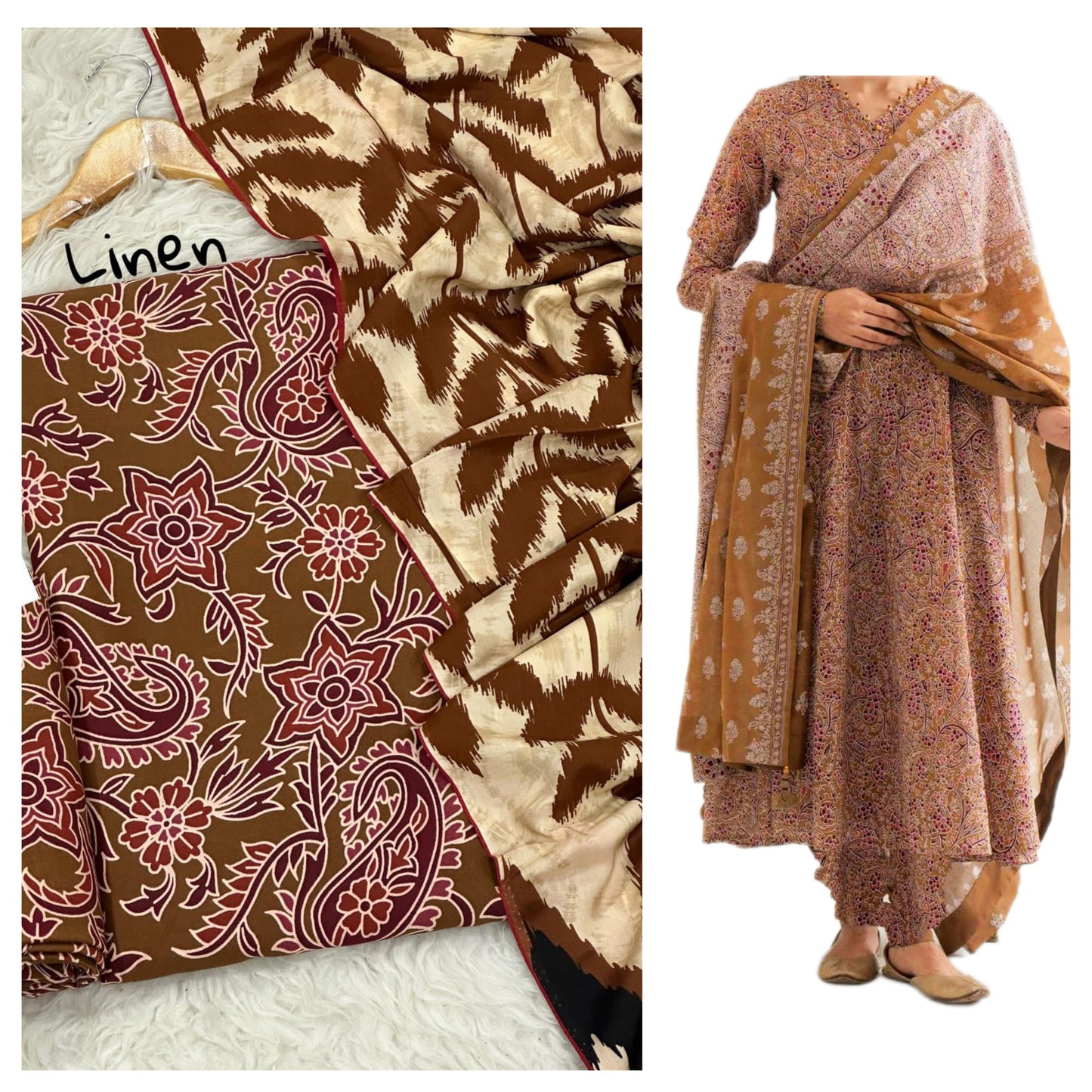 Fine Quality Digital Linen 3-Piece Suit | Digital Printed Shirt, Trouser & Linen Dupatta