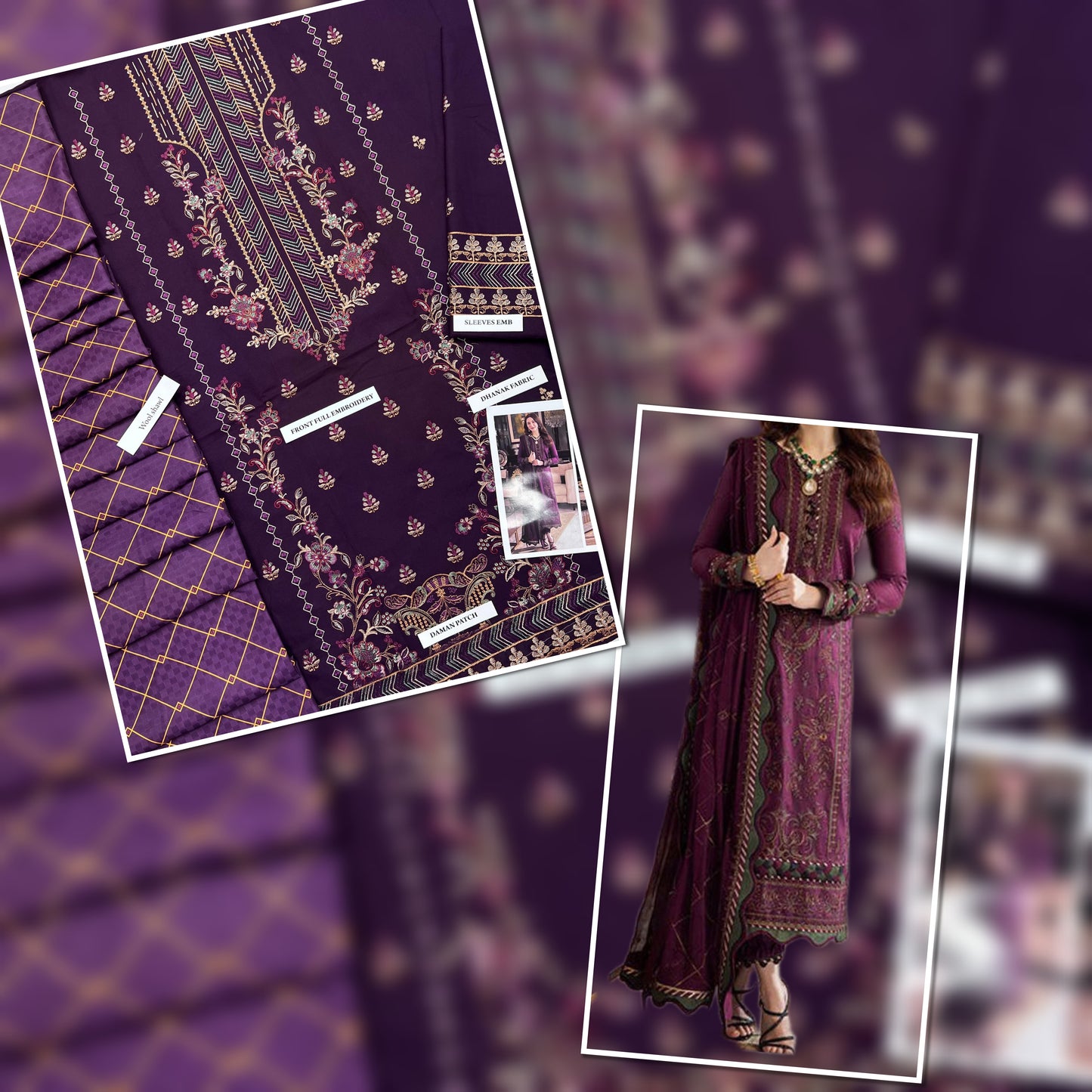 Premium Dhanak Winter Collection 2025 | Heavy Embroidered Dhanak Suit with Digital Wool Shawl