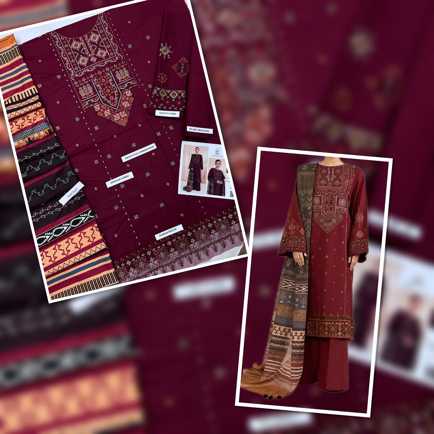 Premium Dhanak Winter Collection 2025 | Heavy Embroidered Dhanak Suit with Digital Wool Shawl