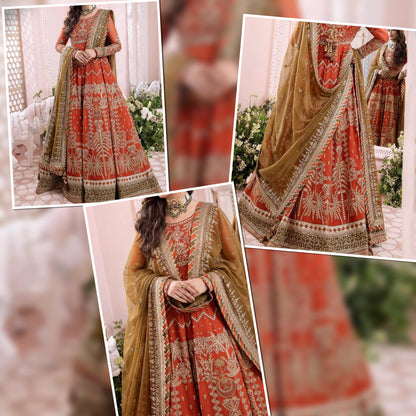 Designer Chiffon Embroidered Frock 2025 | Heavy Handwork & Sequin Dress with Silk Trouser & Dupatta"
