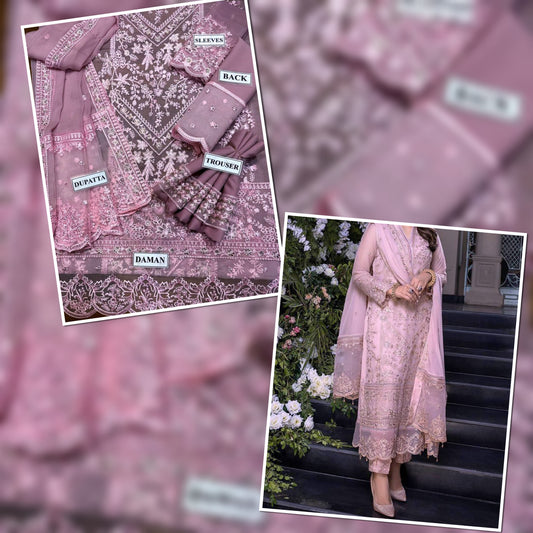Premium Chiffon Embroidery Dress | Bridal & Formal Party Outfit for Women