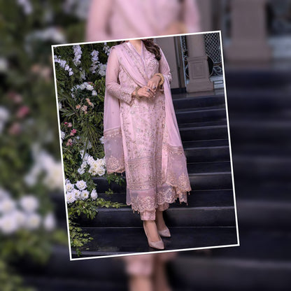 Premium Chiffon Embroidery Dress | Bridal & Formal Party Outfit for Women