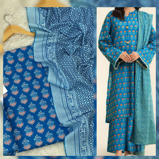 Digital Printed Khaddar 3 Piece Suit with Shawl | Fine Quality Winter Collection 2025