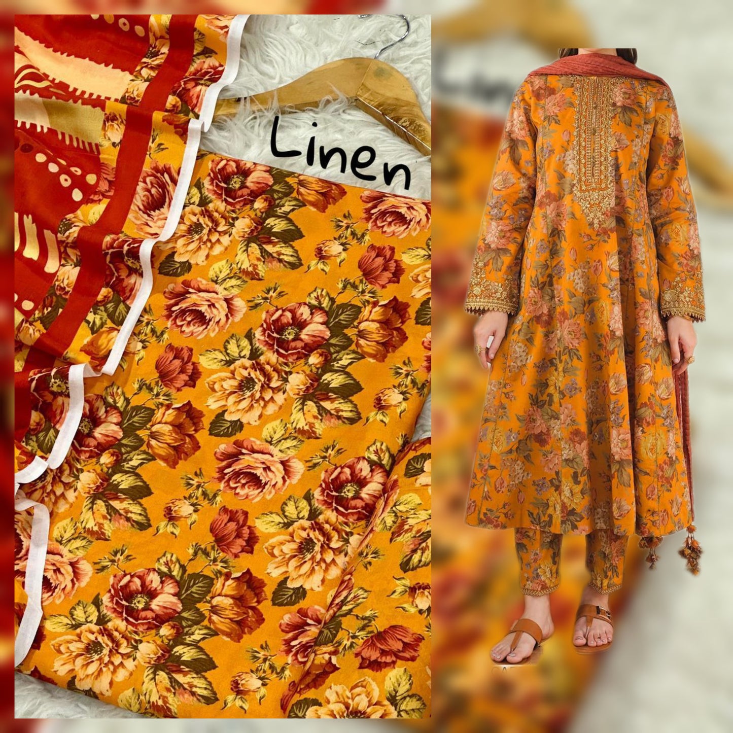 Digital Printed Linen 3 Piece Suit | Fine Quality Stitched Winter Collection 2025 – Waffaa Store