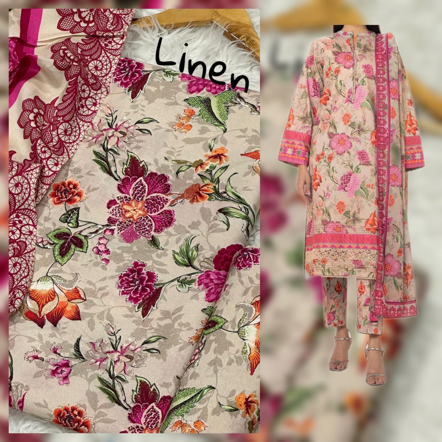 Digital Printed Linen 3 Piece Suit | Fine Quality Stitched Winter Collection 2025 – Waffaa Store
