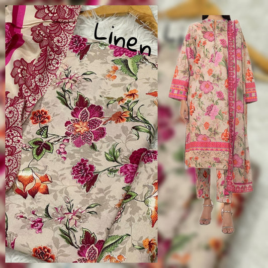 Digital Printed Linen 3 Piece Suit | Fine Quality Stitched Winter Collection 2025 – Waffaa Store
