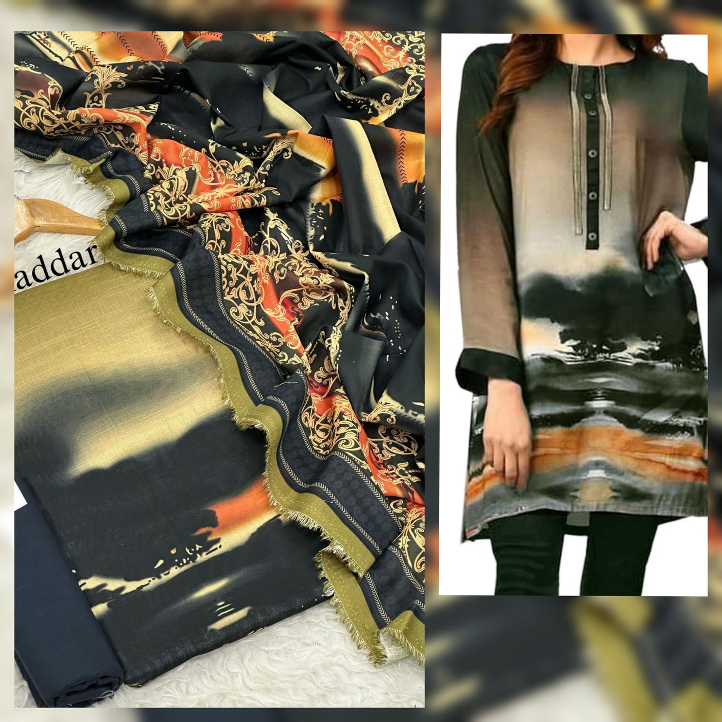 Digital Printed Khaddar 3 Piece Suit with Shawl | Fine Quality Winter Collection 2025 – Waffaa Store
