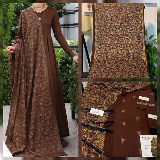 Winter Collection 2025 | Premium Fancy Dhanak Embroidered Suit – 3 Piece | Luxury Shawl Set