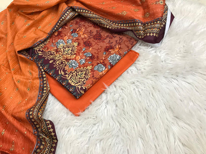 Summer Lawn Suit – Printed Shirt with Extra Sleeves & Voile Dupatta