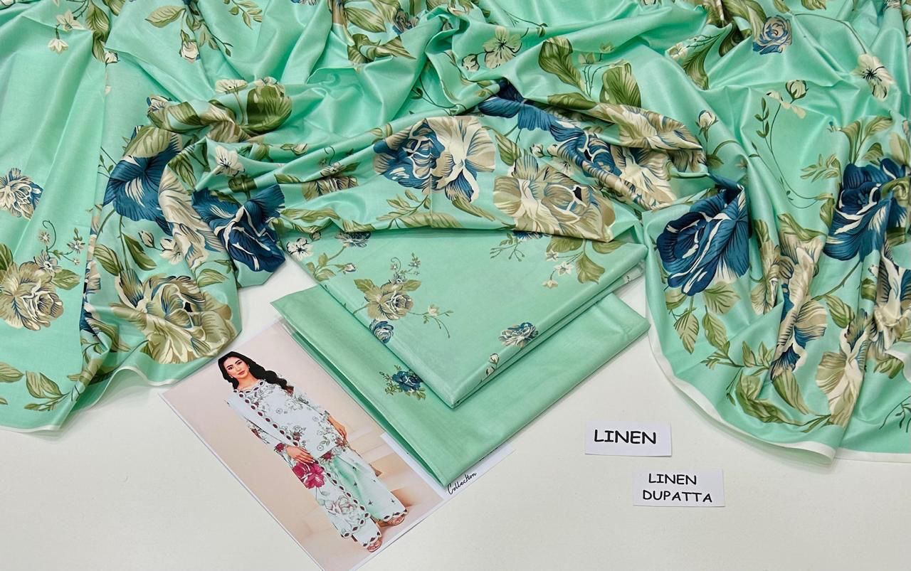 Linen Collection – 3PC Premium Suit | Maria B, Iznik, Baroque, Charizma | Waffaa Store