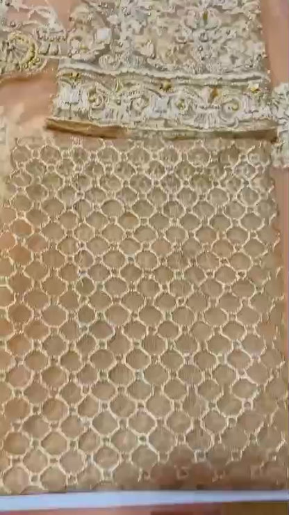 Luxury Light Peach Heavy Embroidered Net Saree | Wedding & Party Wear Masterpiece 2025